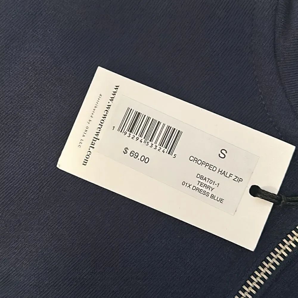 NWT WeWoreWhat Cropped Half Zip Pullover Terry In Dress Blue - Picture 2 of 6